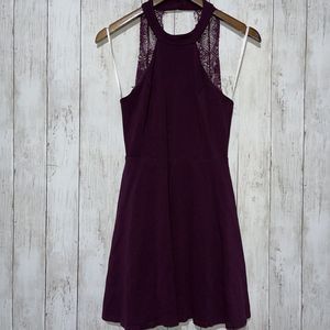 Lulus Women's Small Skater Dress Hometown Girl Lace Purple/ Plum Color‎